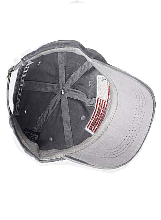 CaySep Men's-American-Flag-Baseball-Cap-Embroidery - Washed Adjustable USA-Dad-Hat for Women Grey - Image 2